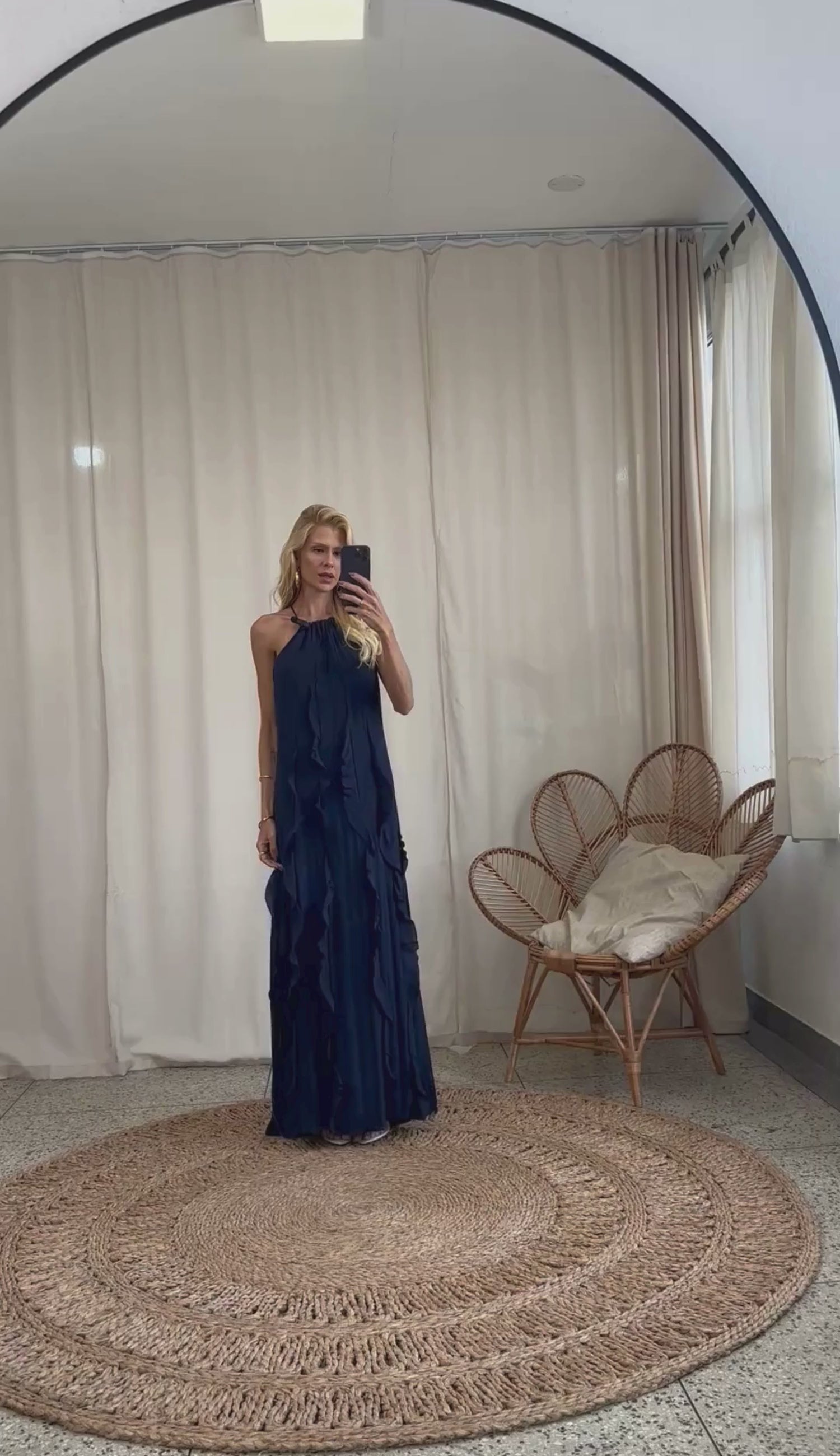Vestido Longo Babados Poliviscose Moana | Laguna