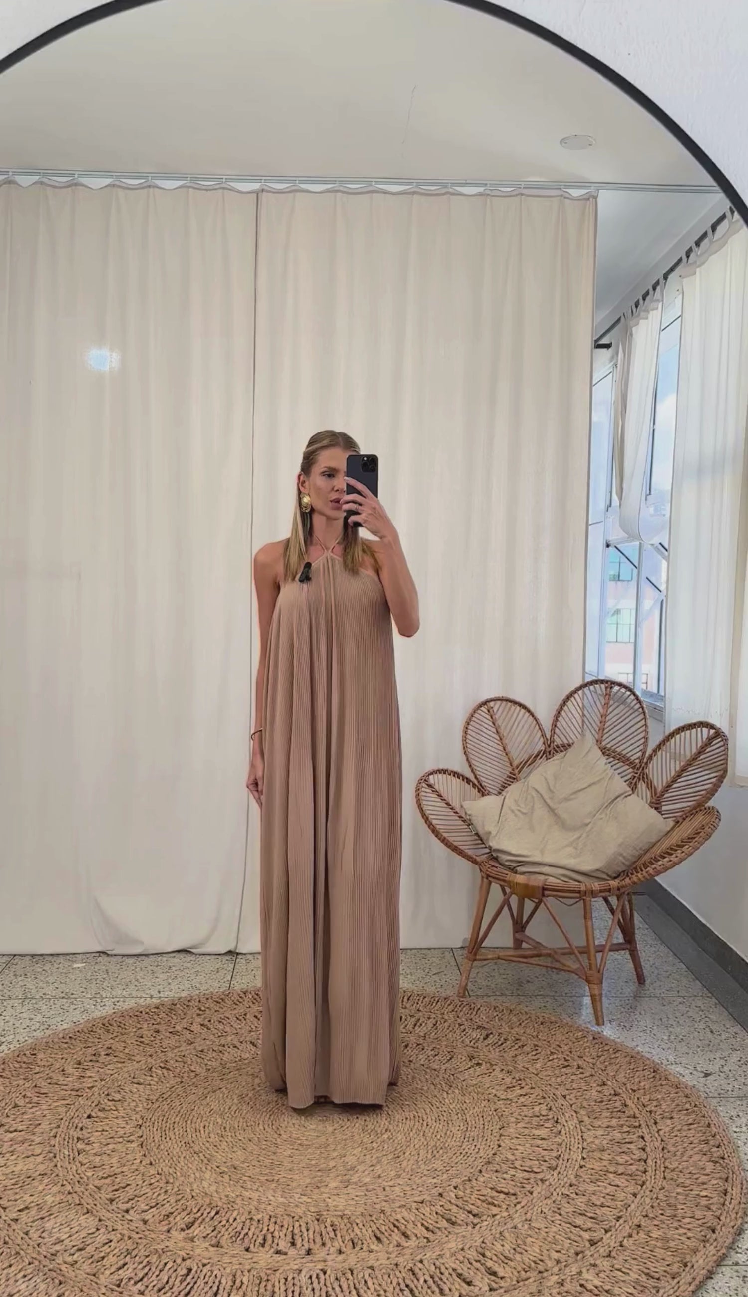 Vestido Festa Longo Plissado Crepe Alana | Laguna