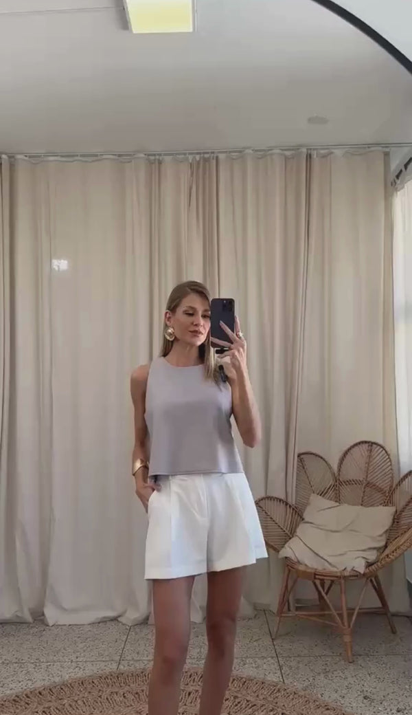 Blusa Cropped Crepe Alfaiataria Luzia | Laguna
