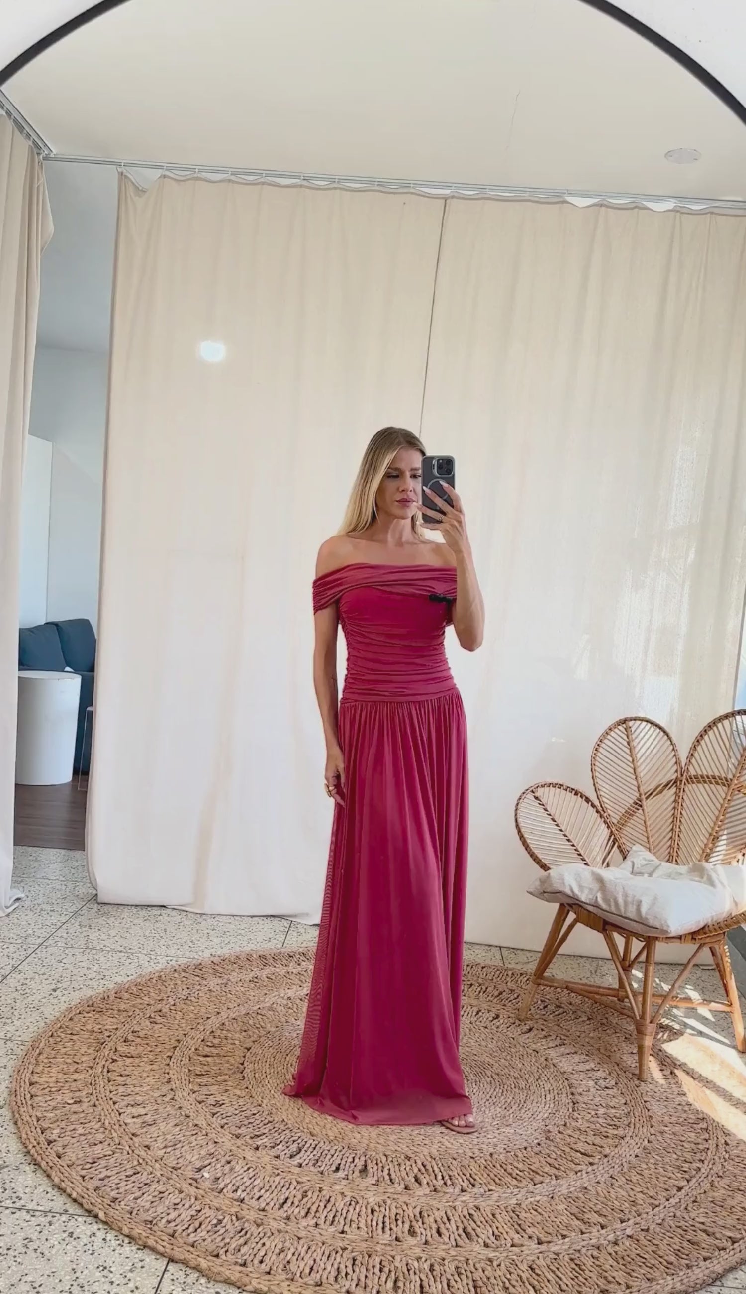Vestido Festa Longo Tule Drapeado Nataly | Laguna