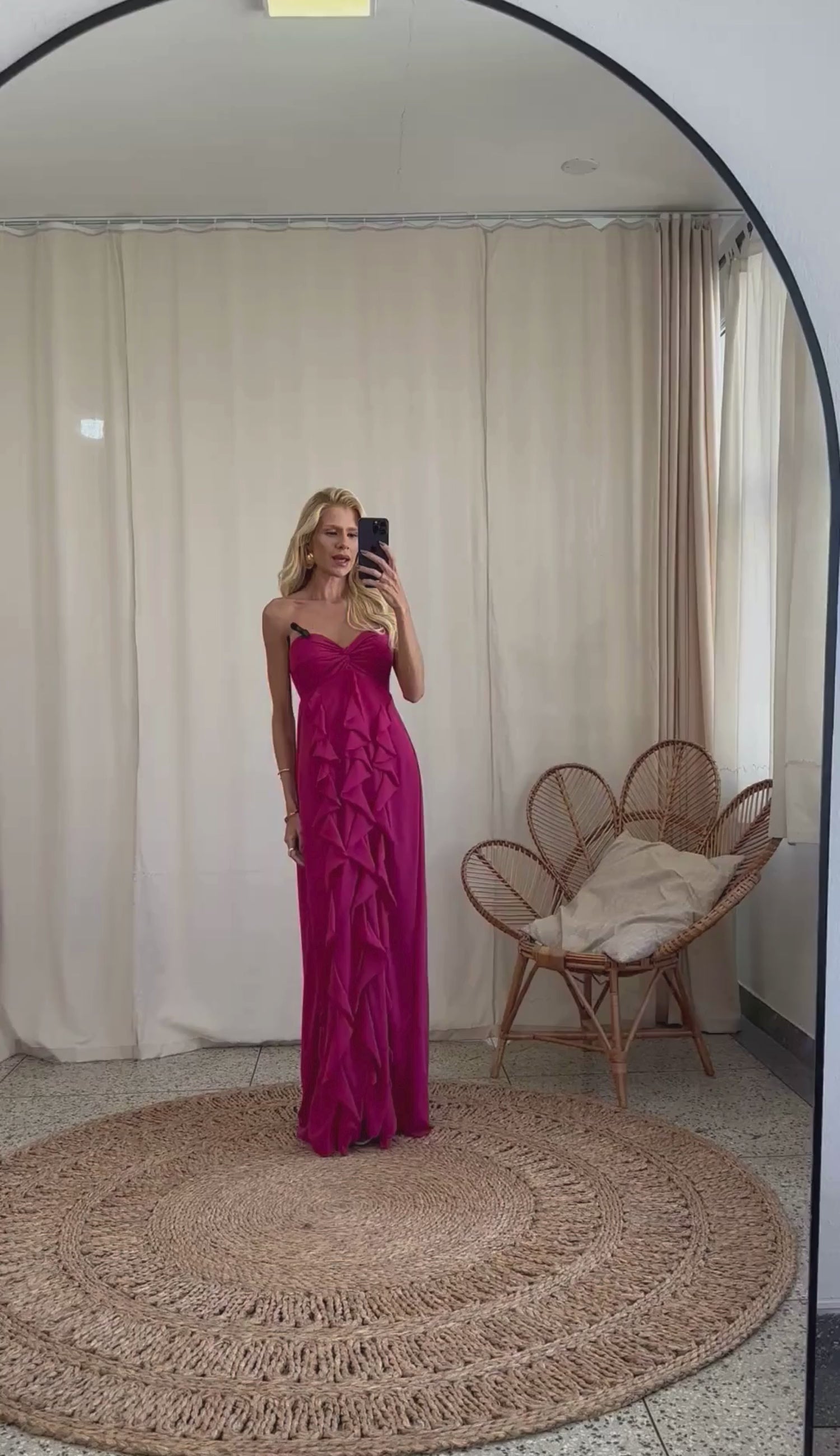 Vestido Longo Festa Crepe Babados Jamine | Laguna