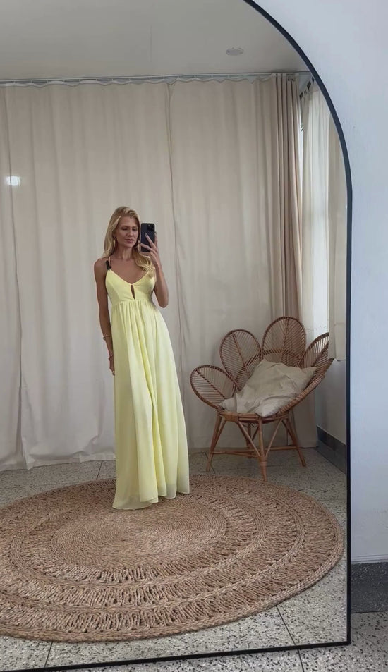 Vestido Longo Festa Crepe Chiffon Demi | Laguna
