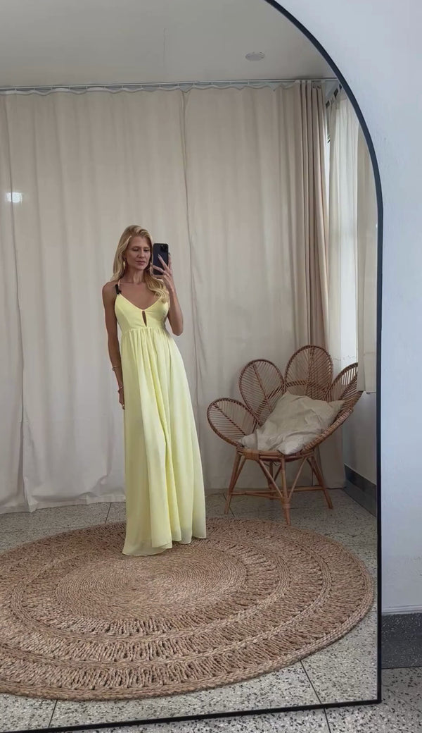 Vestido Longo Festa Crepe Chiffon Demi | Laguna