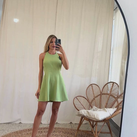 Vestido Curto Evasê Crepe Alfaiataria Pilar | Laguna