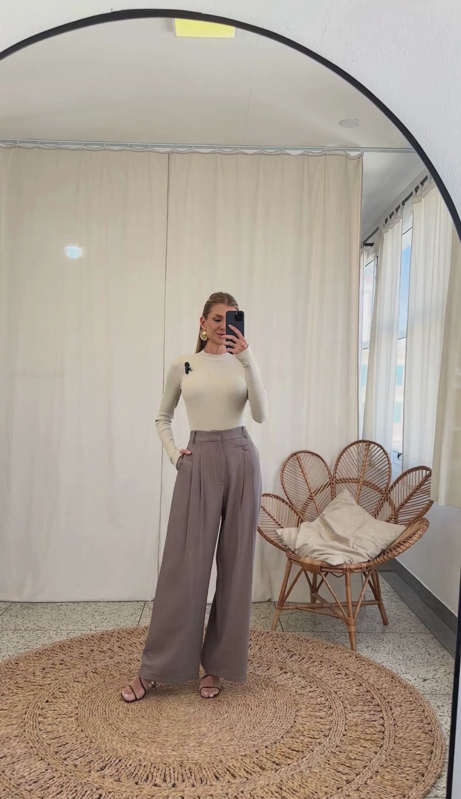 Calça Wide Alfaiataria Risca de Giz Liz | Laguna
