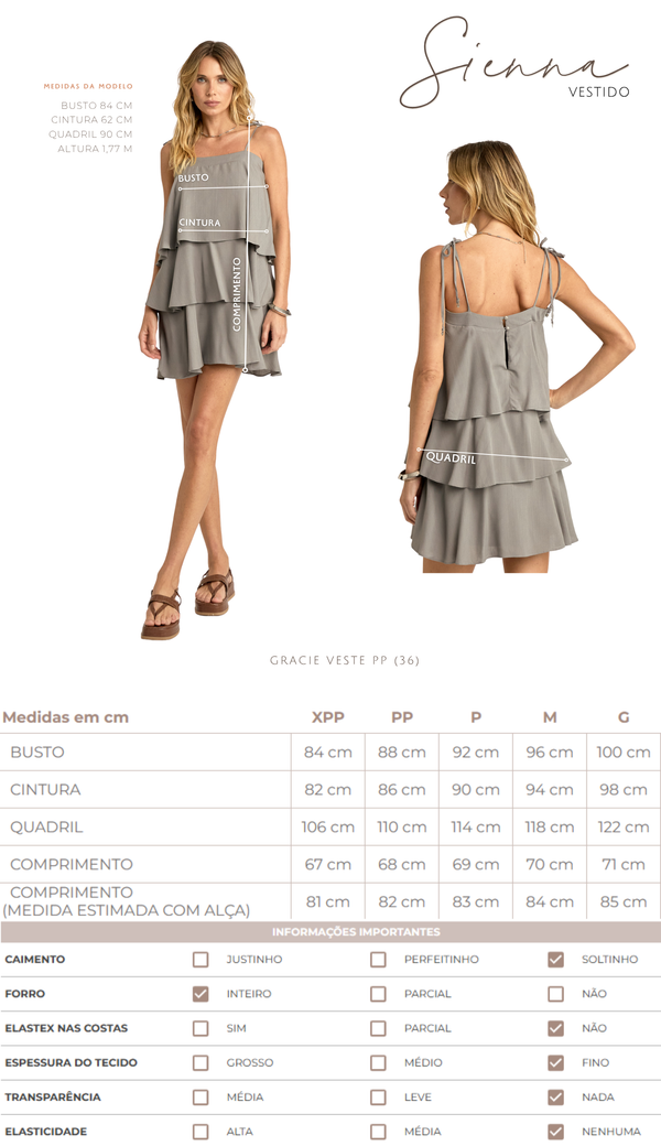 Vestido Curto Camadas Viscolinho Sienna | Laguna