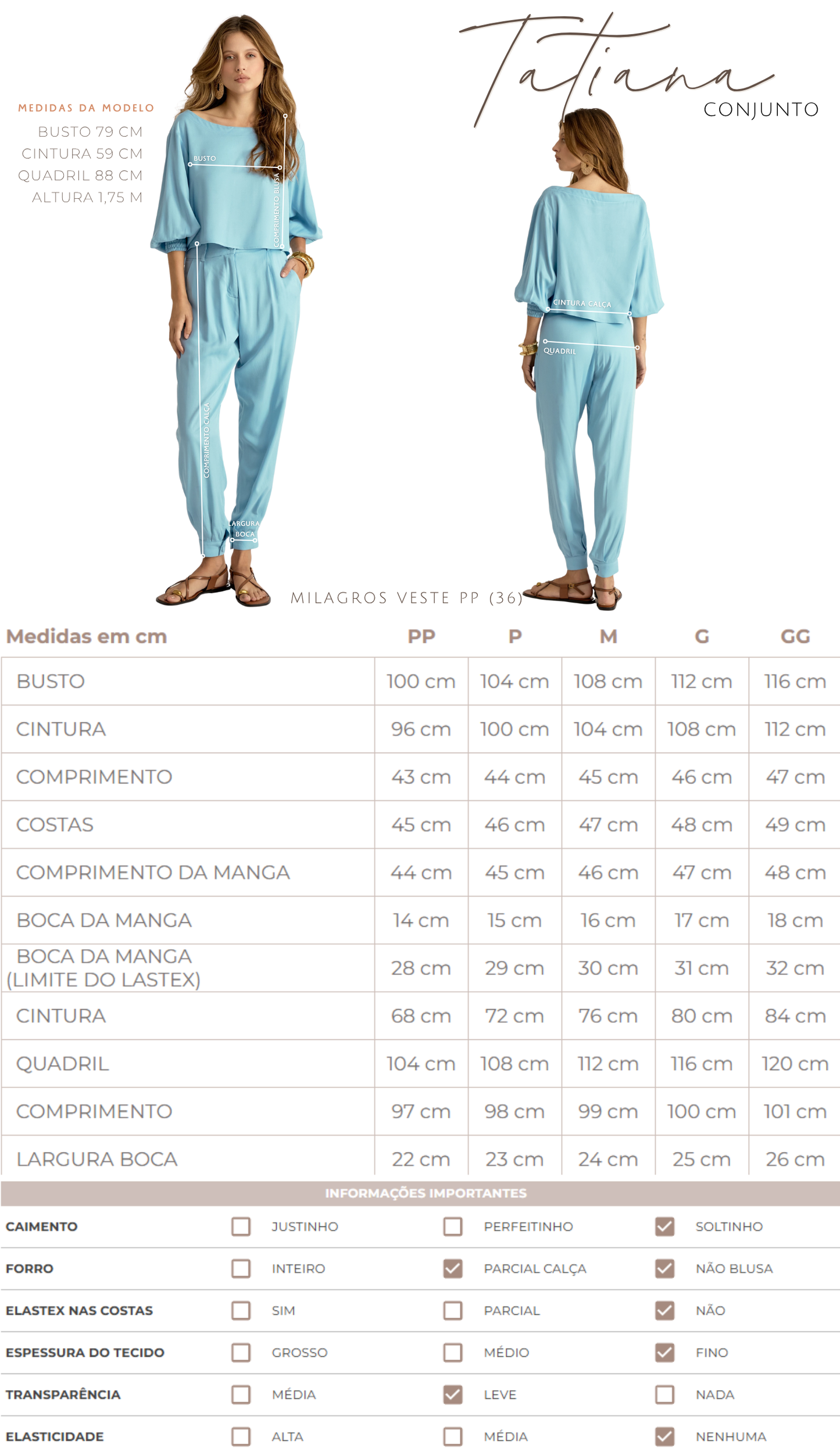 Conjunto Blusa e Calça Viscose Twill Tatiana | Laguna
